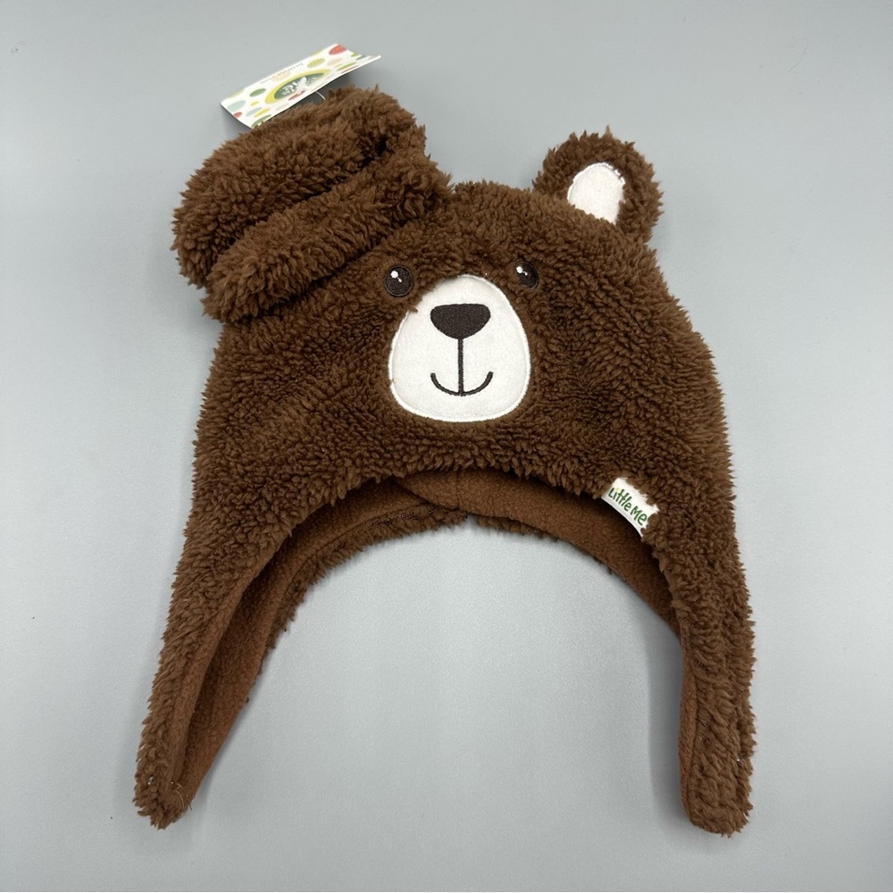 Little Me Winter Bear Soft Hat Mittens Set Size 12-24M Brown